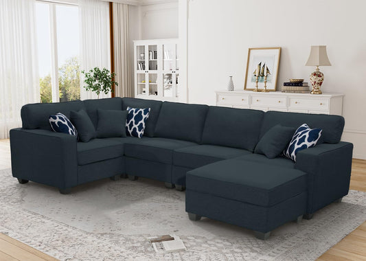 L Lengend Vansen Modular Sectional Sofa U Shaped Couch with Ottoman Modern Reversible Corner Sectional Couch for Living Room (Charcoal, U Shaped Sofa-1)