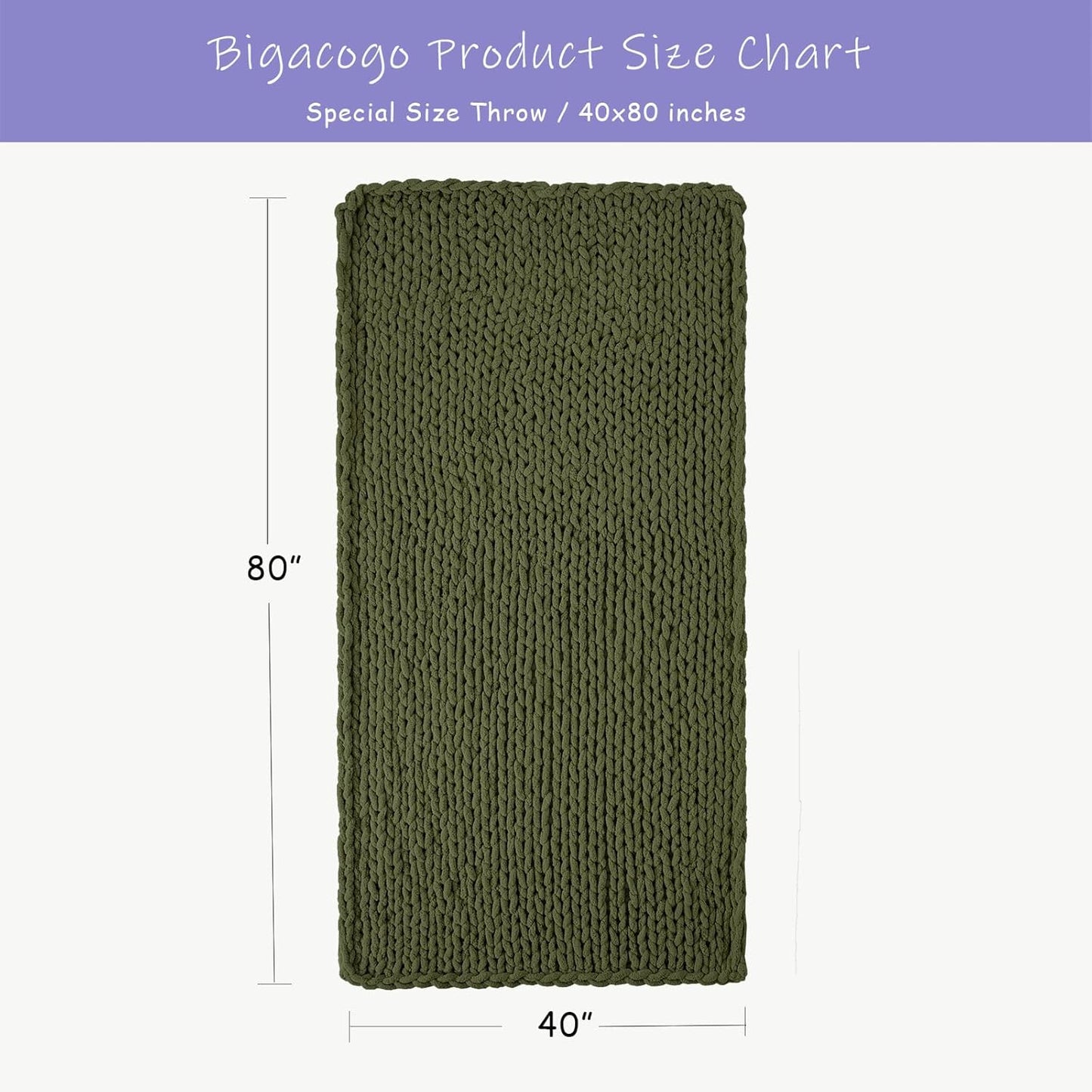 Bigacogo Chunky Knit Throw Blanket for Couch, 40x80 inches, 100% Hand Knitted with Thick Jumbo Chenille Yarn, Cozy Soft Large Rope Knot Cable Crochet Blankets for Sofa Bed Living Room, Yellow Green