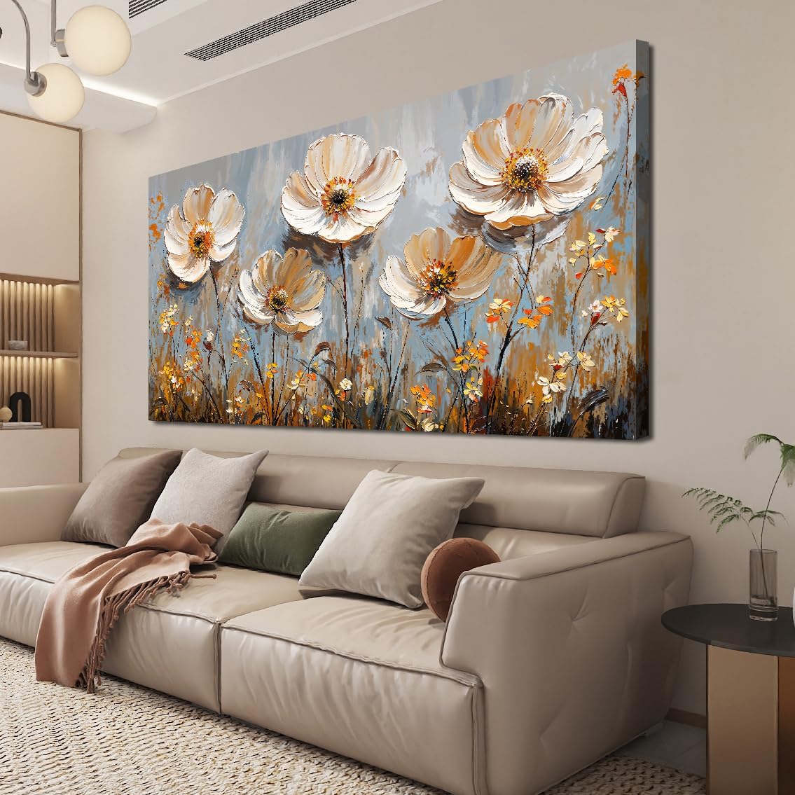 Canvas Wall Art Decor Art Work for Wall Decor Large Vintage Gold Wall Art Prints Wall Art Pictures for Living Room Nature Flower Wall Art Decorations Artwork for Walls Bedroom Office Decor 24" X 48"