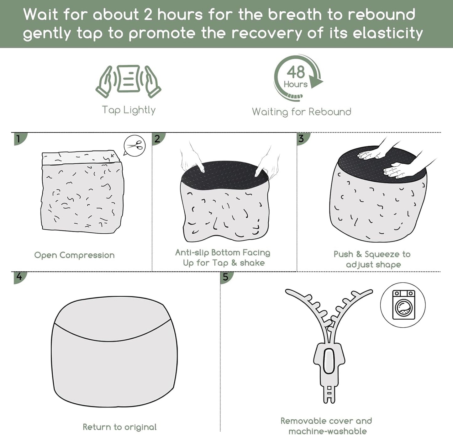 HIGOGOGO Round Stuffed Pouf Ottoman, Plaid Poufs with Foam Chunk Filling, Fluffy and Furry Pouf Foot Stool Storage Ottoman, 20 X 15 Floor Poufs Foot Rest for Living Room, Beige