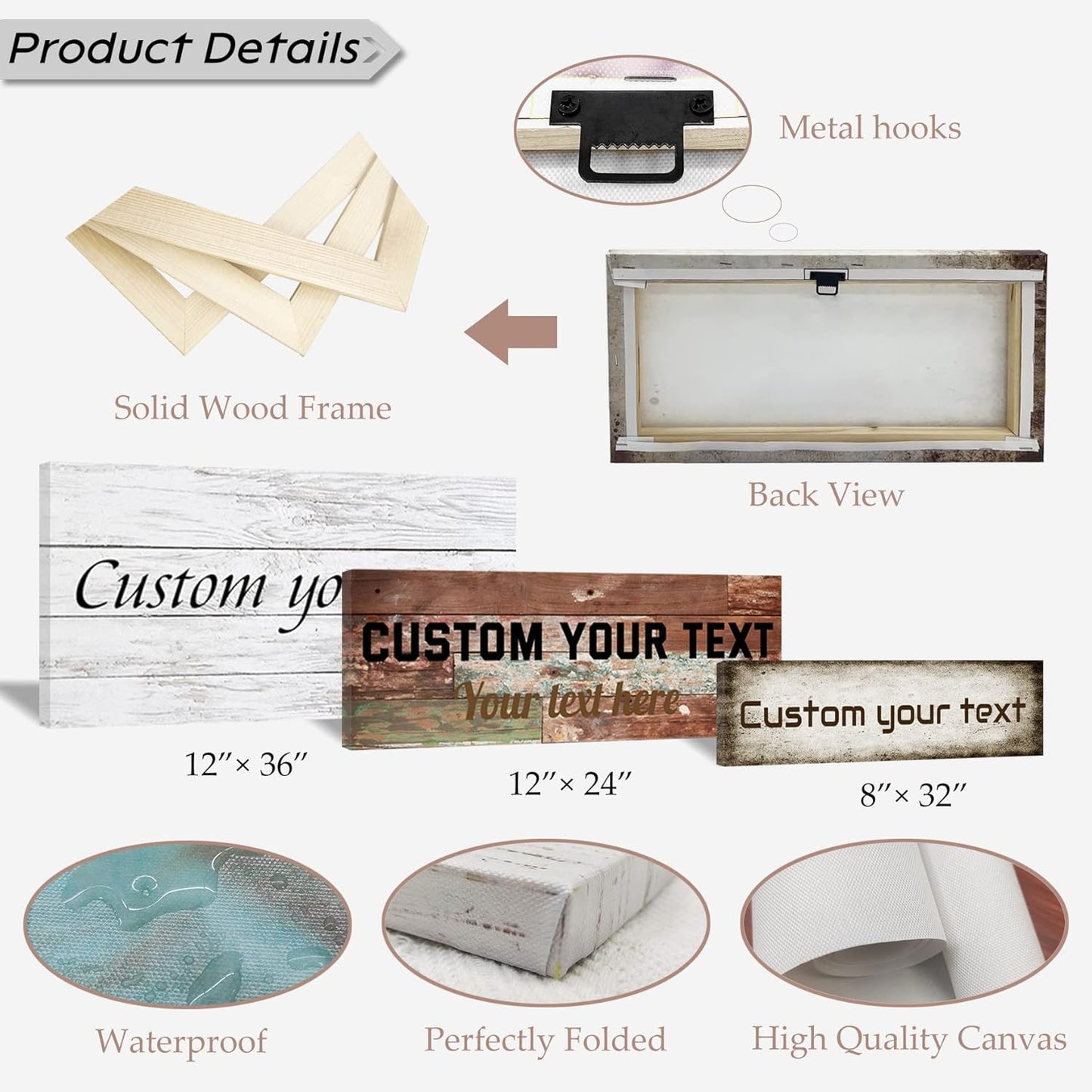 LZIMU Personalized Quotes Sign Wall Decor Custom Canvas Sign with Your Text Customized Gift for Rustic Kitchen Farmhouse Decor Framed (4"x16")