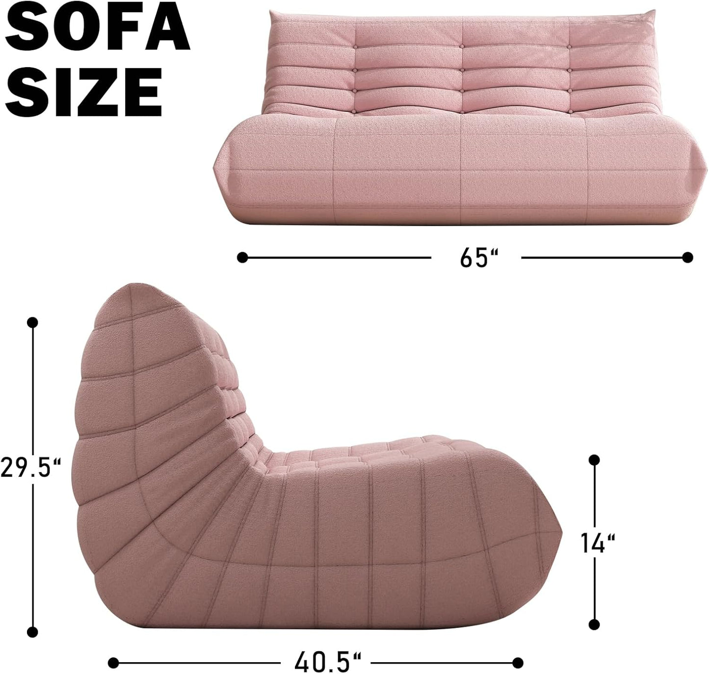 Big Bean Bag Chairs for Adults, 3 Seater Large Bean Bag Sofa, Fireside Chair Lazy Sofa Chair with High Density Comfortable Foam, Modern Bean Bag for Living Room, Bedroom, Office (Pink)