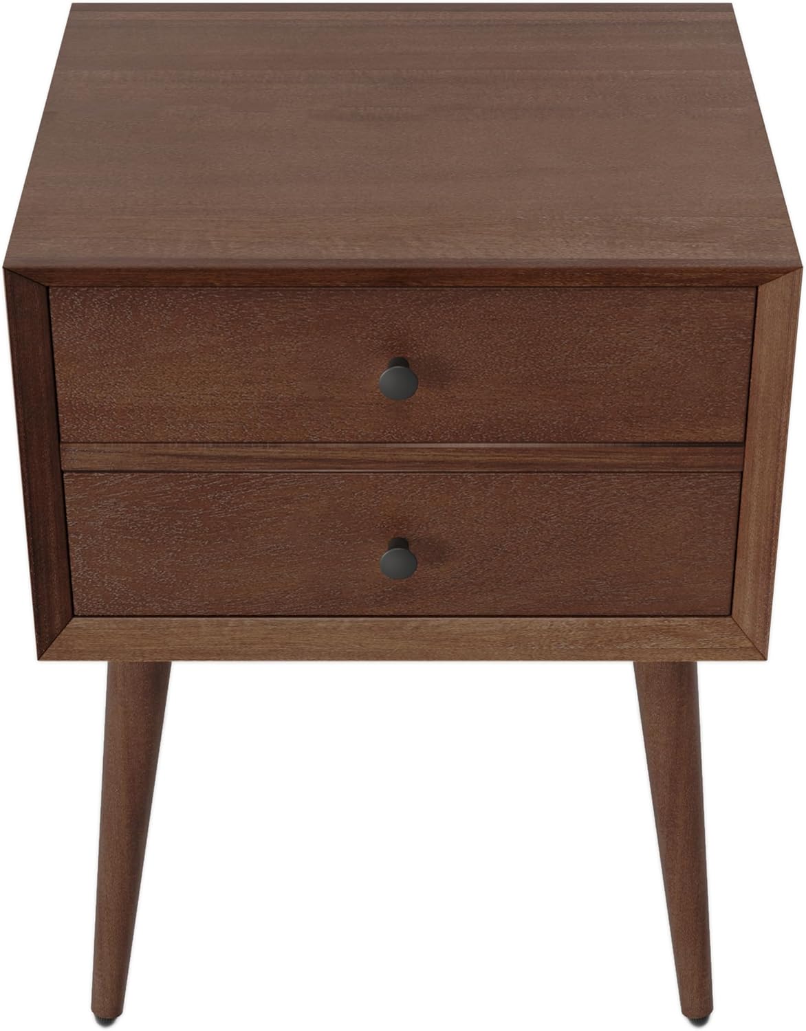 Christopher Knight Home Acacia Wood Nightstand Side Table, Accent Bedside End Table, Storage with 2 Drawers, Mid-Century Nightstand with Solid Wood Leg for Bedroom Dorm and Small Space, Brown