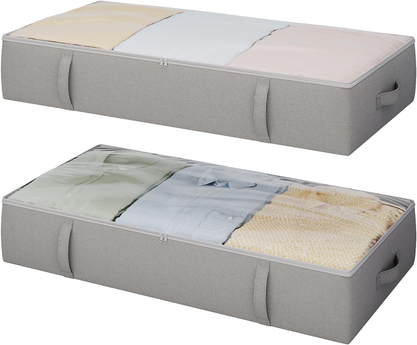 2-Pack Under Bed Storage Containers, 6 Inches Tall Underbed Clothes Storage Organizer Bin with Sturdy Sidewalls/Bottom, Underbed Storage Bins 2 Storage Thin Bins