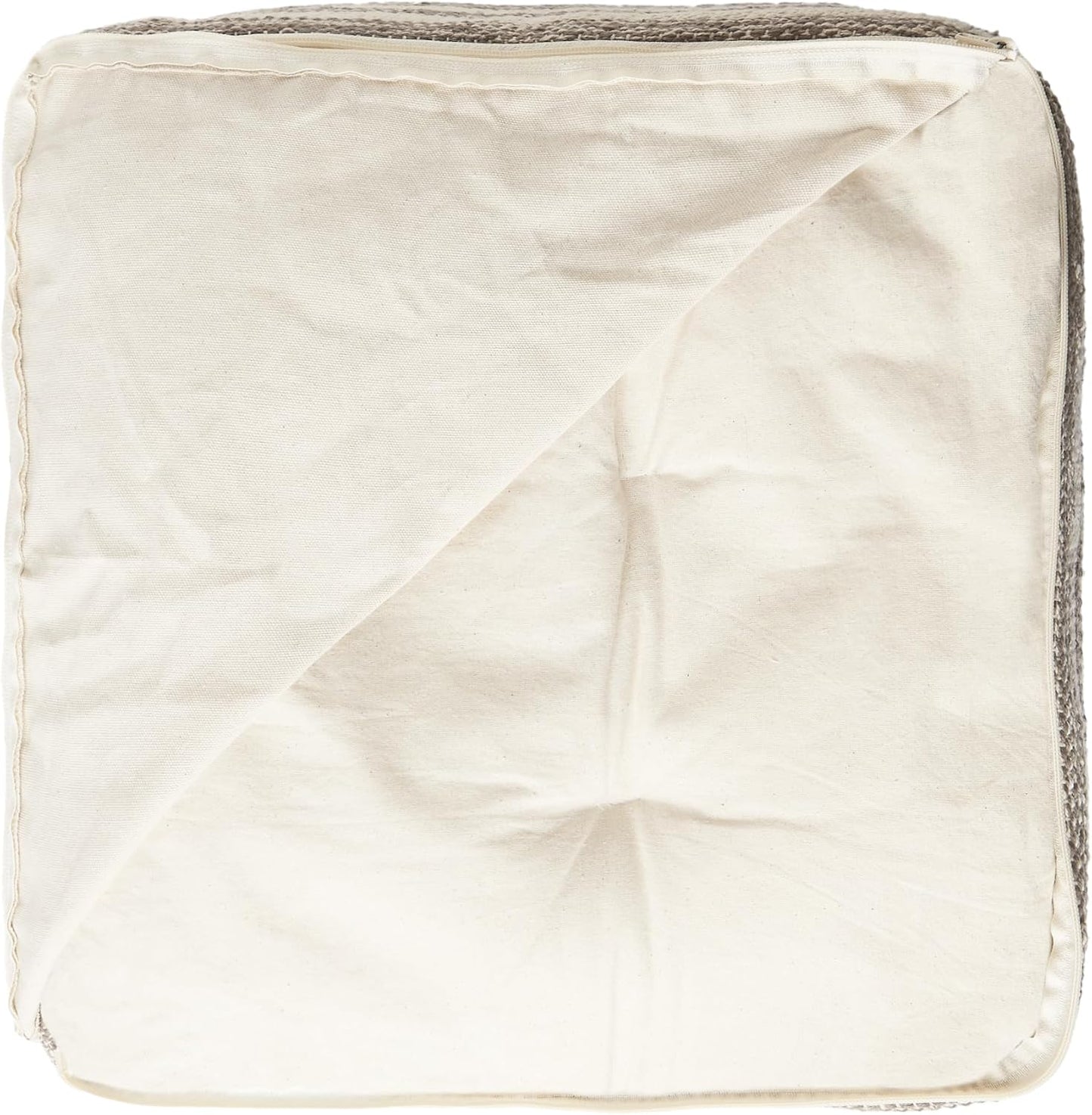 REDEARTH · Tufted Pouf Ottoman with Filler Textured Storage Cube Bean Bag Pouffe Footrest for Living Room, Bedroom, Nursery, Kidsroom; 100% Cotton (17.5"X17.5"X17.5", Melange Delight Taupe)