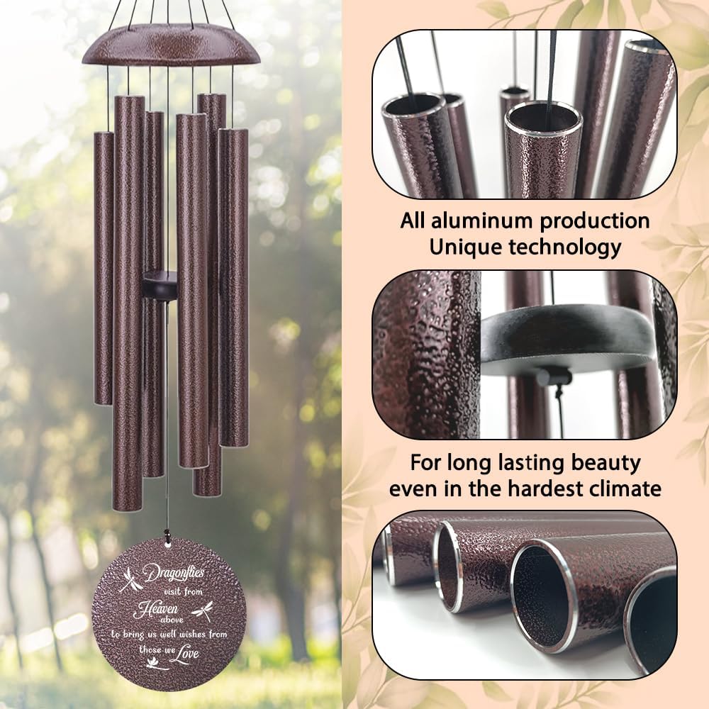 Memorial Wind Chimes Sympathy Gifts, Customized Dragonfly Wind Chime, 36-inch Commemorative Wind Chimes to Commemorate The Loss of Loved Ones, Condolence Gifts