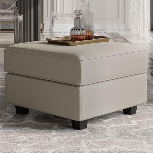 Belffin Storage Ottoman Module for Modular Sectional Sofa Square Seat Cube Velvet Foot Stool Grey