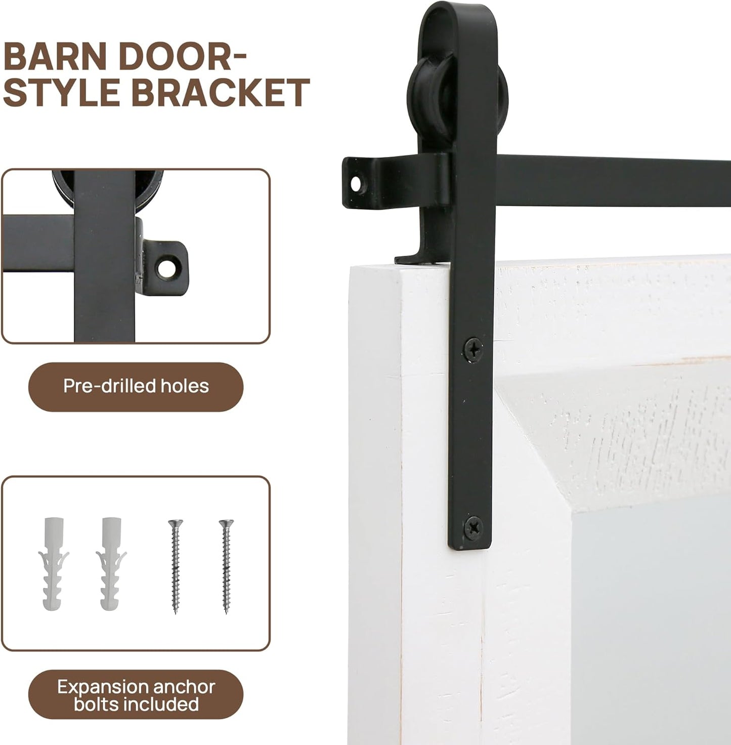 ALBAD Farmhouse Mirror for Wall Decor Wood Framed Bathroom Vanity Mirrors Vertical/Horizontal Hanging Barn Door Style Mirror for Living Room Bathroom Bedroom Entryway White