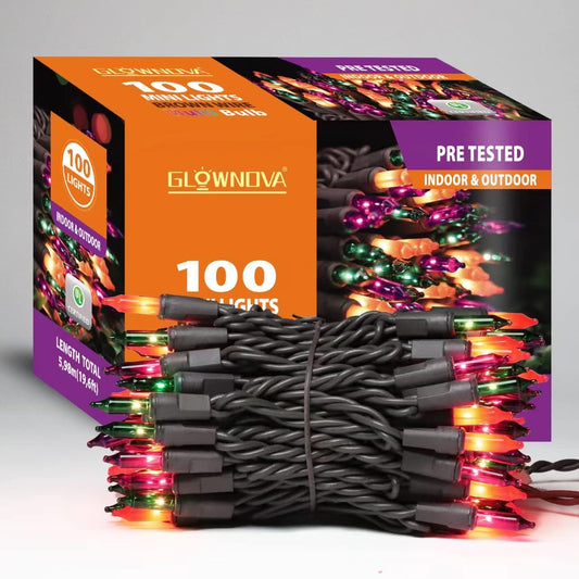 Brown Wire,Multicolor,Incandescent Bulb 100 Mini String Lights for Indoor Halloween Tree Home Garland Birthday Wedding Party Festival Decoration