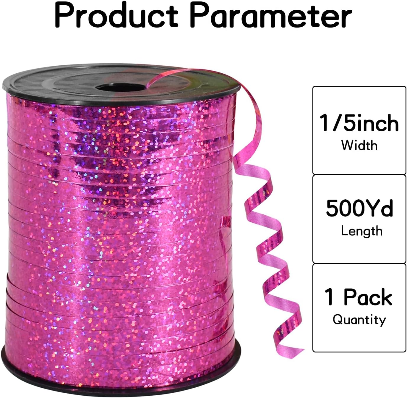 BEISHIDA 500 Yards Hot Pink Crimped Curling Ribbon Shiny Metallic Balloon String Roll Gift Wrapping Ribbon for Party Festival Art Craft Decor Florist Flowers Decoration