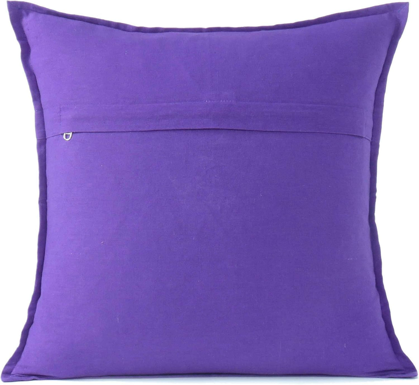 Eyes of India Embroidered Decorative Boho Throw Pillow Cover with Mirrors, Handmade Bohemian Accent Cushion Case for Sofa Couch Bedroom Living Room (Purple, 16" x 16")