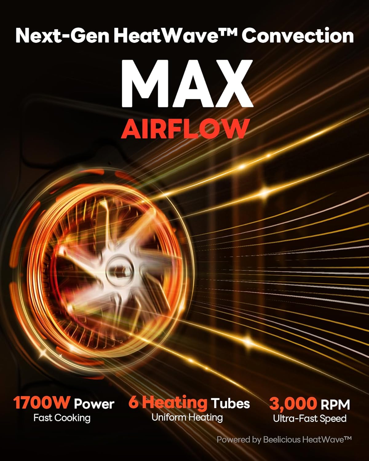 28QT Air Fryer Toaster Oven Combo, Large 12-in-1 Convection Countertop Oven with Next-Gen HeatWave Convection, 3-Layer Cooking, Rotisserie for Chicken, Fits 11" Pizza, Full Accessories, Sparkle Black