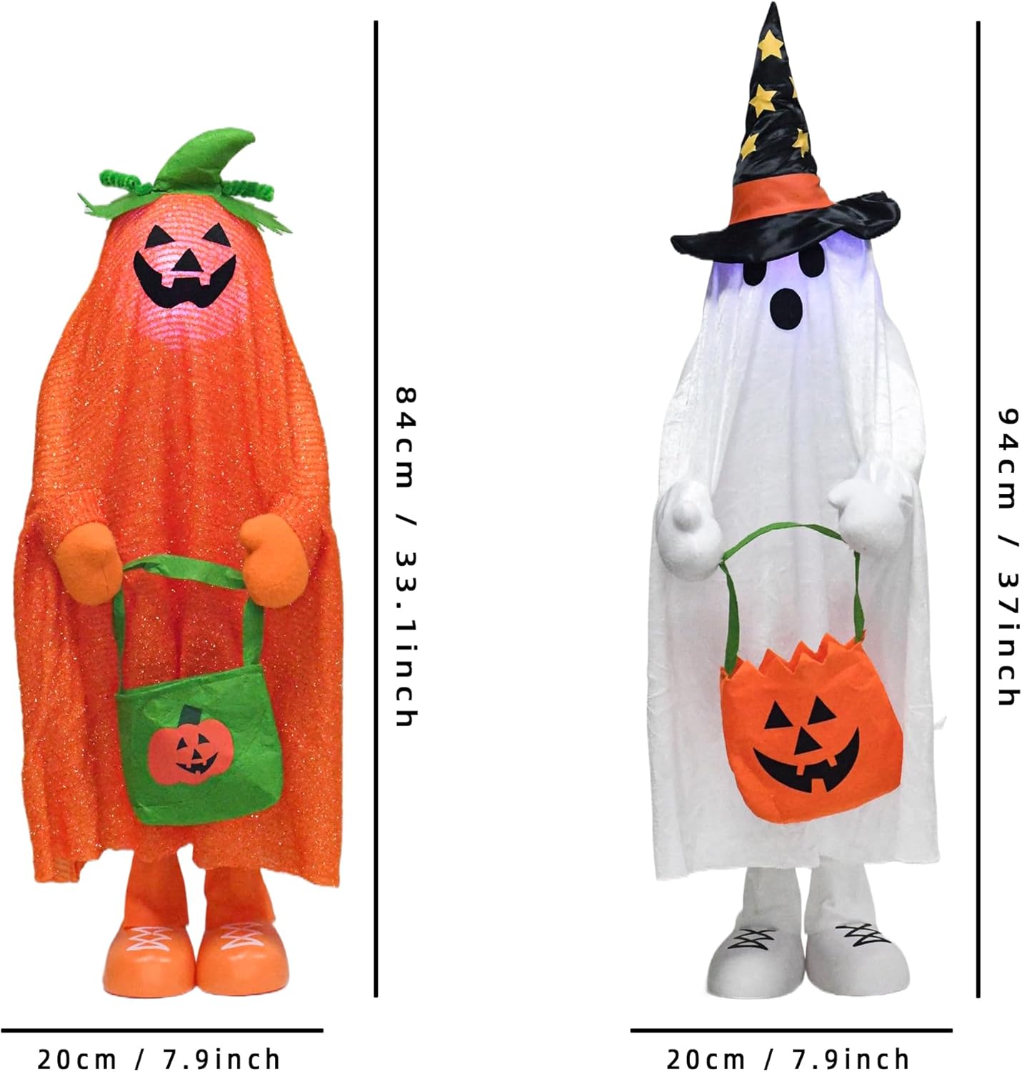 32" Front Porch Light up Halloween Pumpkin Figure Décor, Kit Standing Trick or Treat Indoor and Outdoor Decorations-Pumpkin