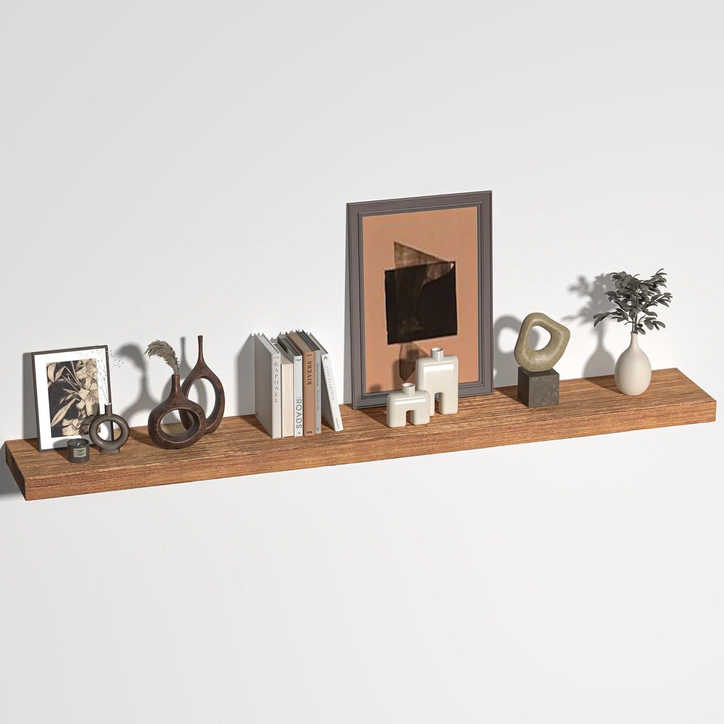 Floating Shelves for Wall, USA-Sourced Fir Wood 55 Inch Wall Shelves Set of 1, Natural Rustic Solid Wooden Floating Shelves Wall Mounted, Nursery Book Storage Shelf, Display Shelf for Bathroom