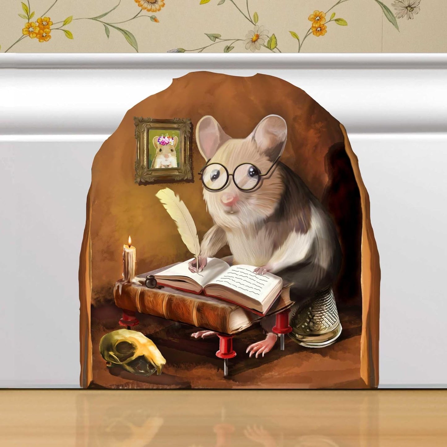 Mouse Reading Book, Wall Decor Sticker Decal, Kids Room, Classroom, Home, Bedroom, Bookcase, Book Lover, of Mice and Men, Children, Adorable, (Novelist Mouse)