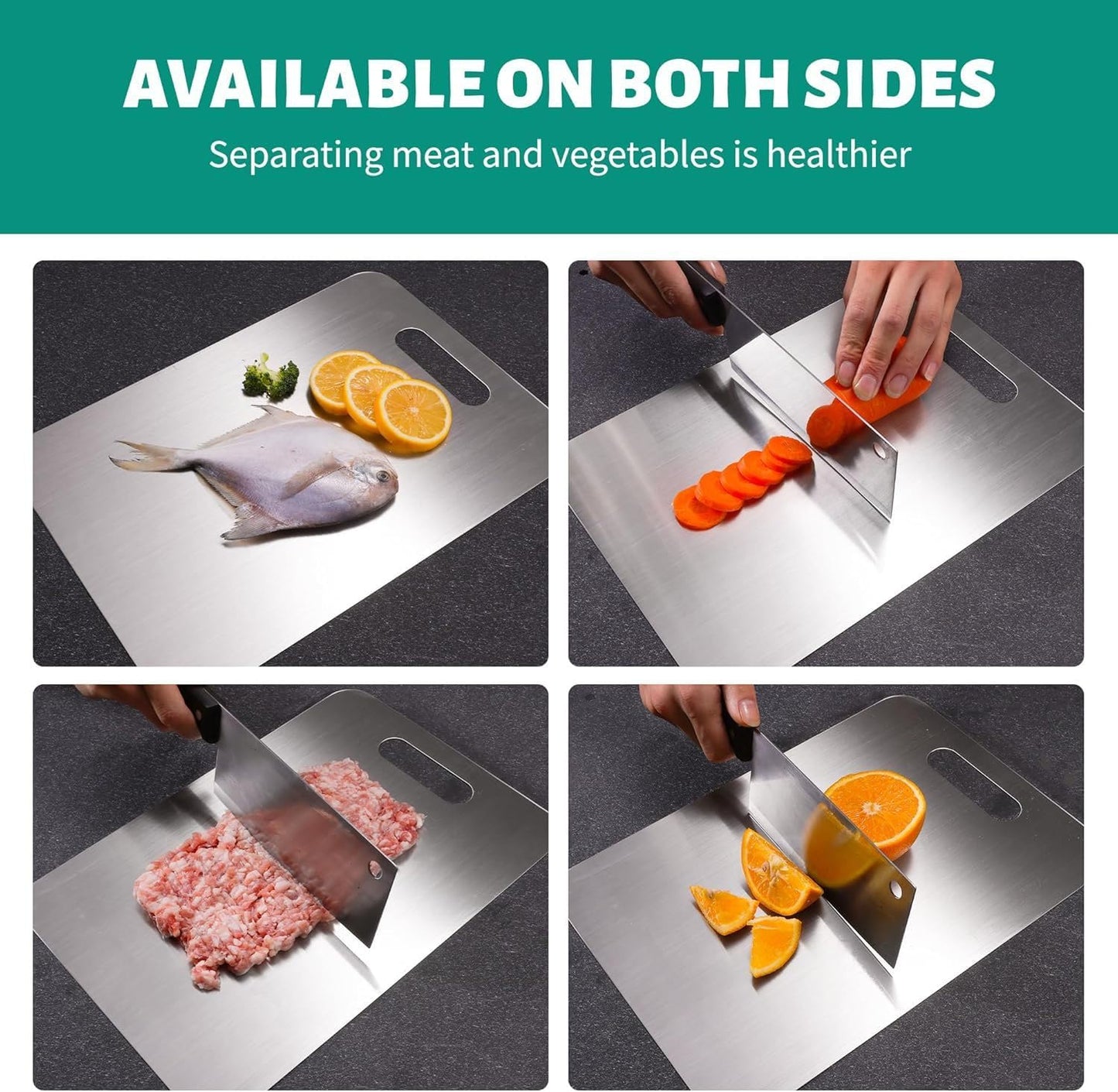 Titanium Cutting Board, New Upgrade Pure Titanium Cutting Boards for Kitchen,Food Grade 316 Stainless Steel Cutting Board，Double sided Dishwasher Safe 12 * 8inch