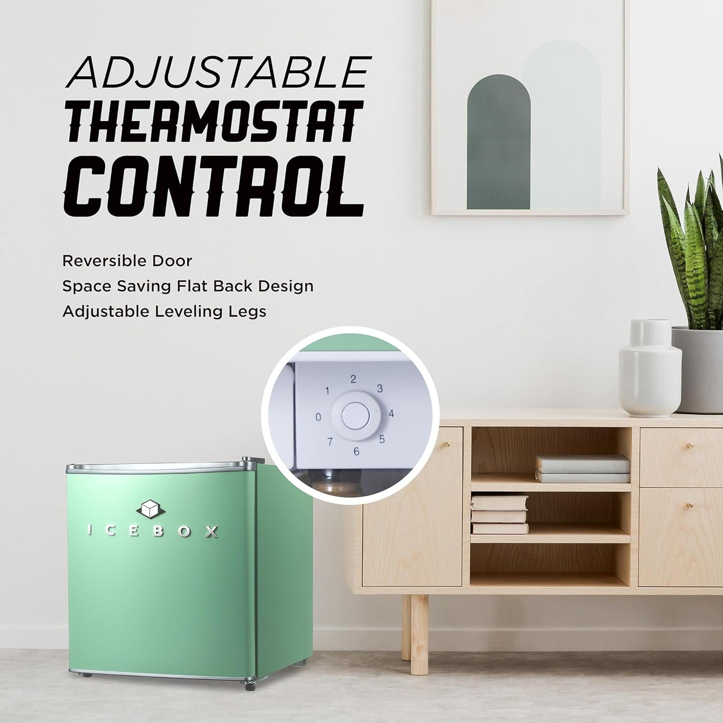 IBCR17MNT Compact, Energy Star Certified Small, Single Door Mini Fridge with Freezer Refrigerator, Standard (1.7 cu ft), Mint Green