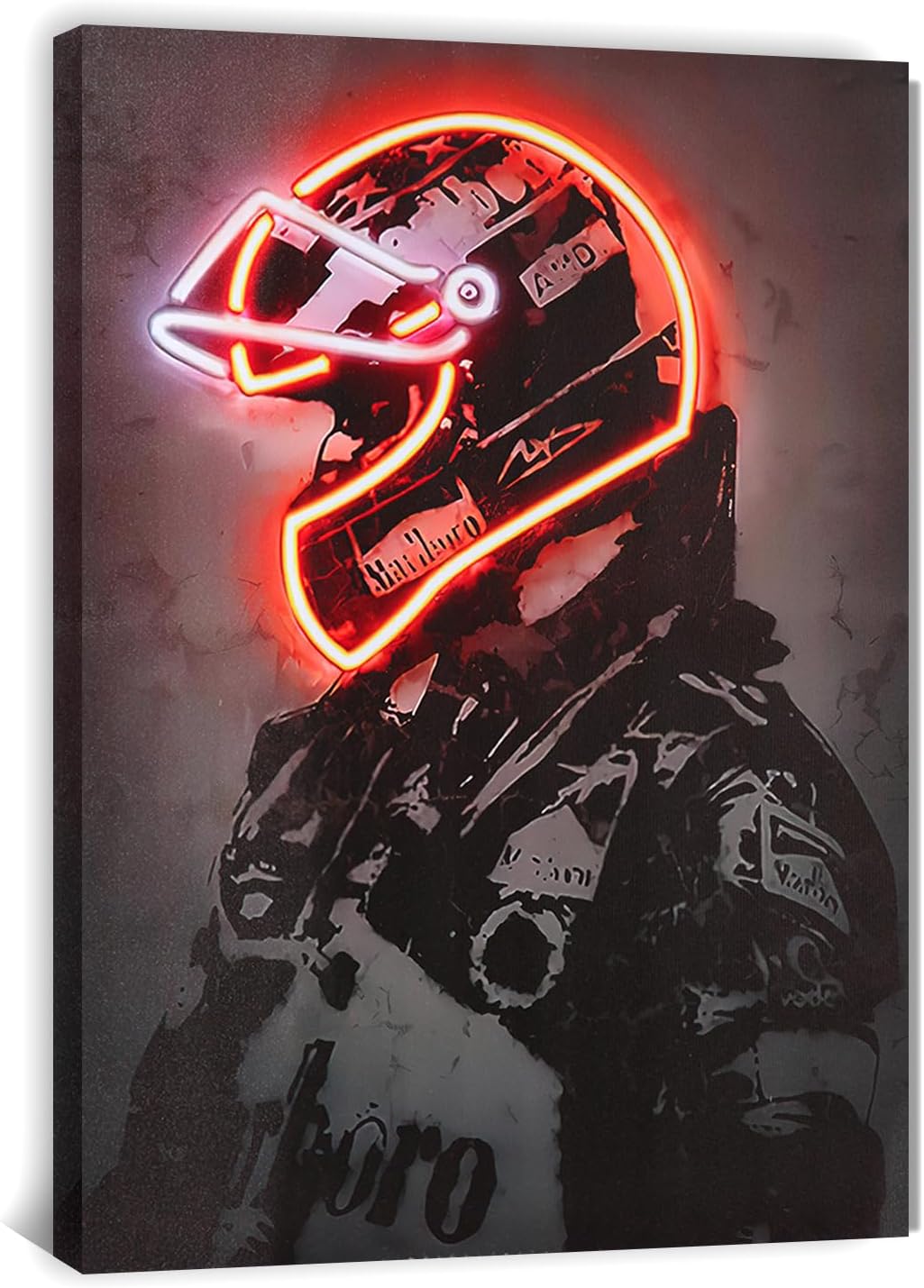 Sorventina Racing Superstar Canvas Prints Racer Driver Poster - Car Wall Art Sports Room Decor Neon Racing Posters for Living Room Bedroom Bar Home Decor Aesthetic, Wrapped Canvas(16x24, Red)