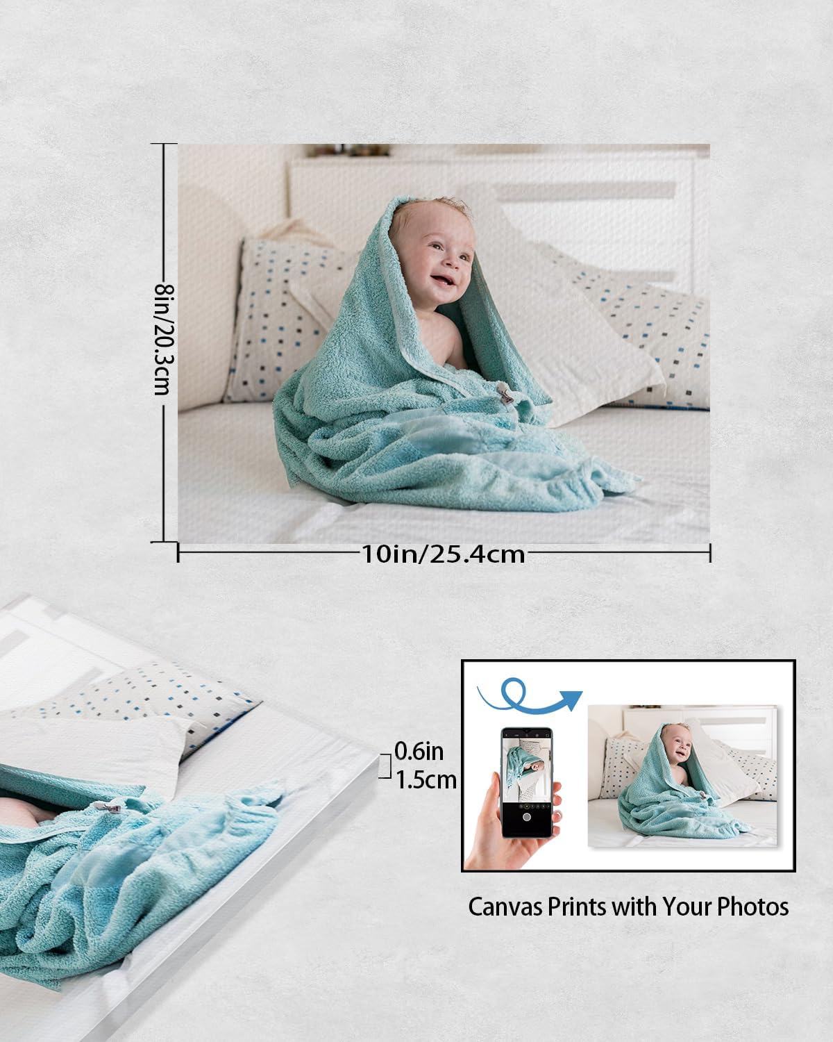 AbcCustomize Canvas Prints with Your Photos, Personalized Photo To Canvas Print for Bedroom, Living Room, Farmhouse Office Decor,Custom Canvas Wall Art for Gifts & Keepsakes, Ready to Hang