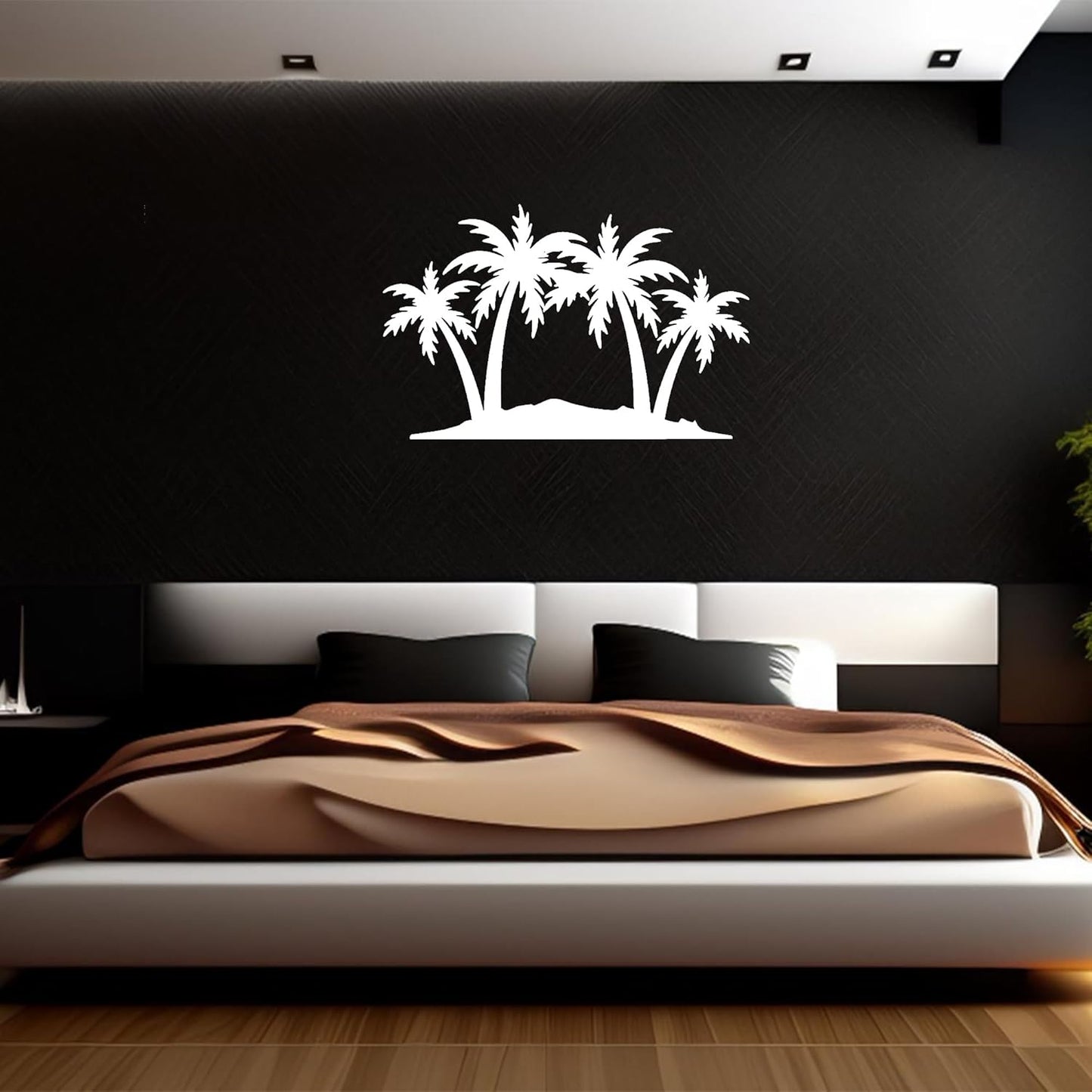 METALPLEX Palm Tree Metal Wall Art - Durable And Rust-free Indoor & Outdoor Aluminum Composite Wall Decor - Home Decor Wall Art For Living Room And Bedroom Decorations - White (35"x 23")