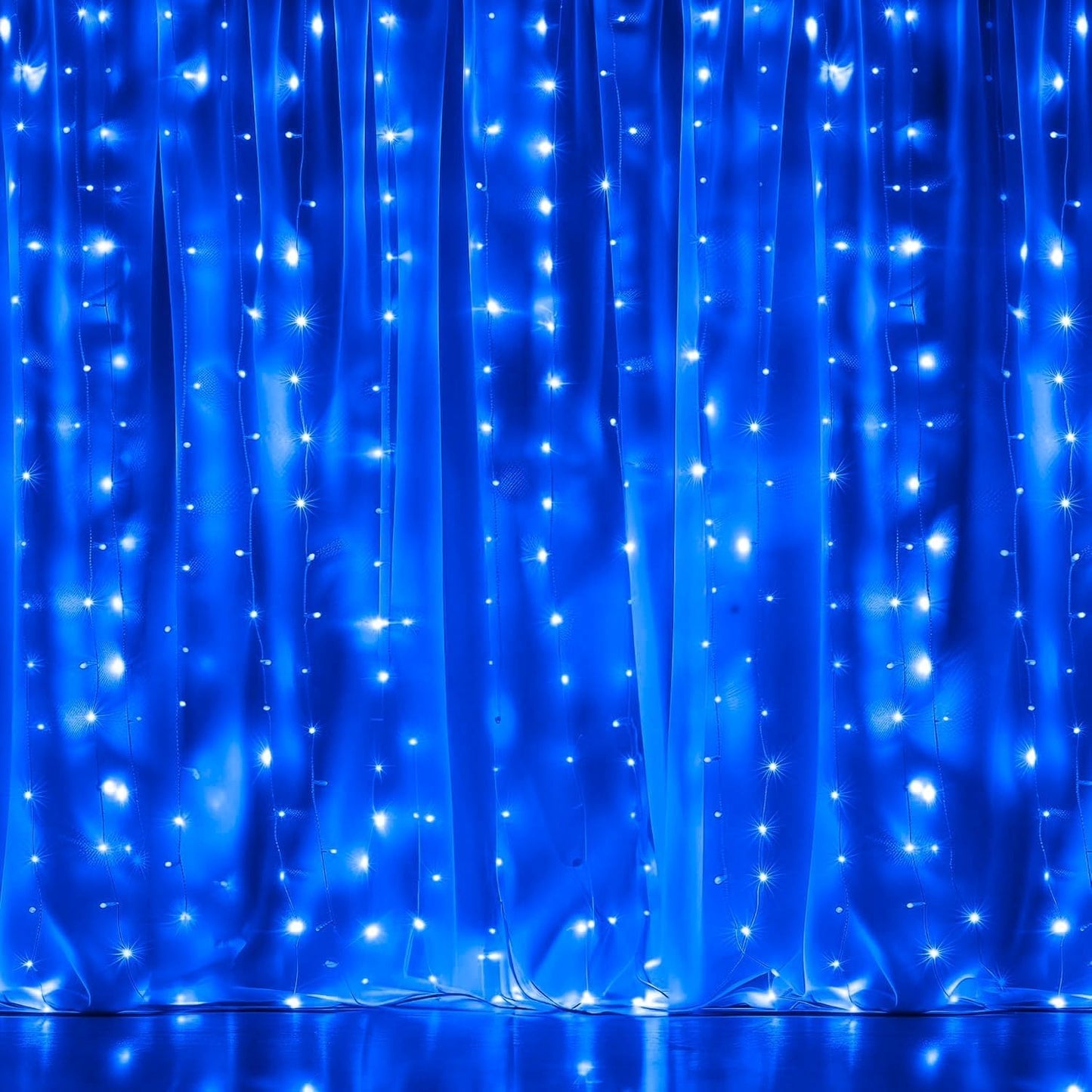 Dazzle Bright 300 LED Curtain String Lights, Christmas Fairy Lights for Bedroom with 8 Lighting Modes, Connectable Waterproof Window Lights Party Wedding Garden Wall Decor, Blue