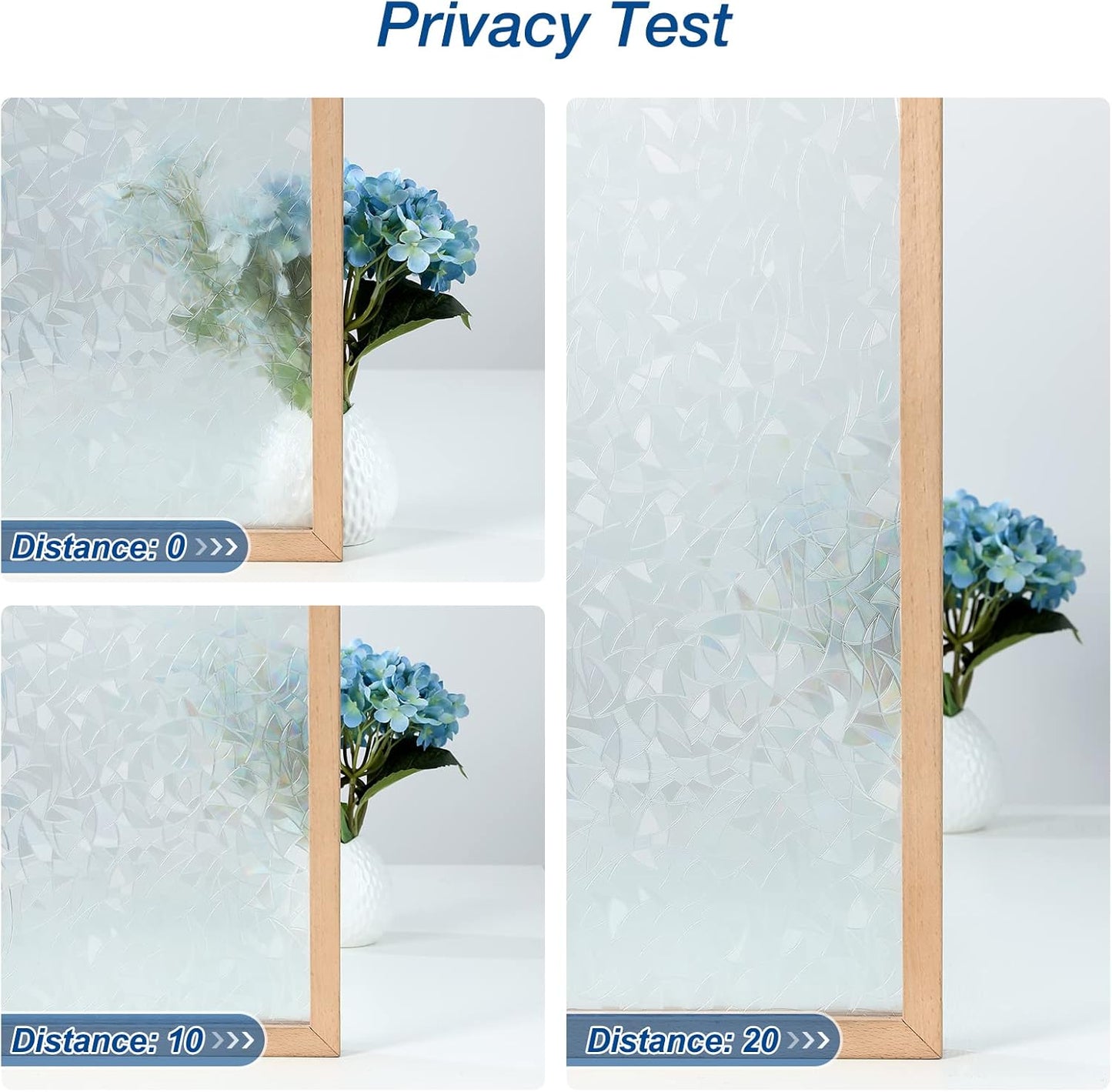 DOWELL One Way Window Film Daytime Privacy, Static Cling Window Tinting Film for Home, Decorative Stained Glass Stickers Heat Control Door Decal Clings, Grayish Silver, 17.5x118.1 inches