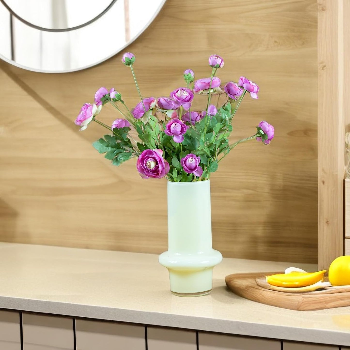 Artificial Silk Flowers Ranunculus Flower for Wedding Home Decoration 5 PCS Purple