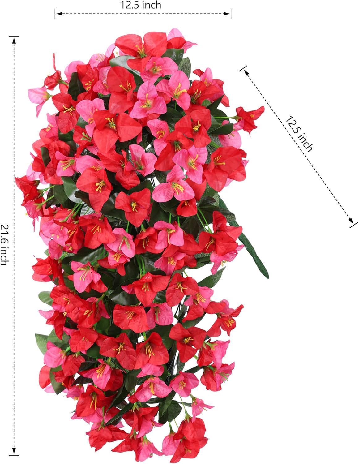Faux Bougainvillea Artificial Flowers Plants for Outdoors Outside Decoration, 2pcs Fake Flowers Silk Long Trailing Vines UV Resistant Realistic for Front Door Porch Planter Urn Patio Balcony Yard, Mix