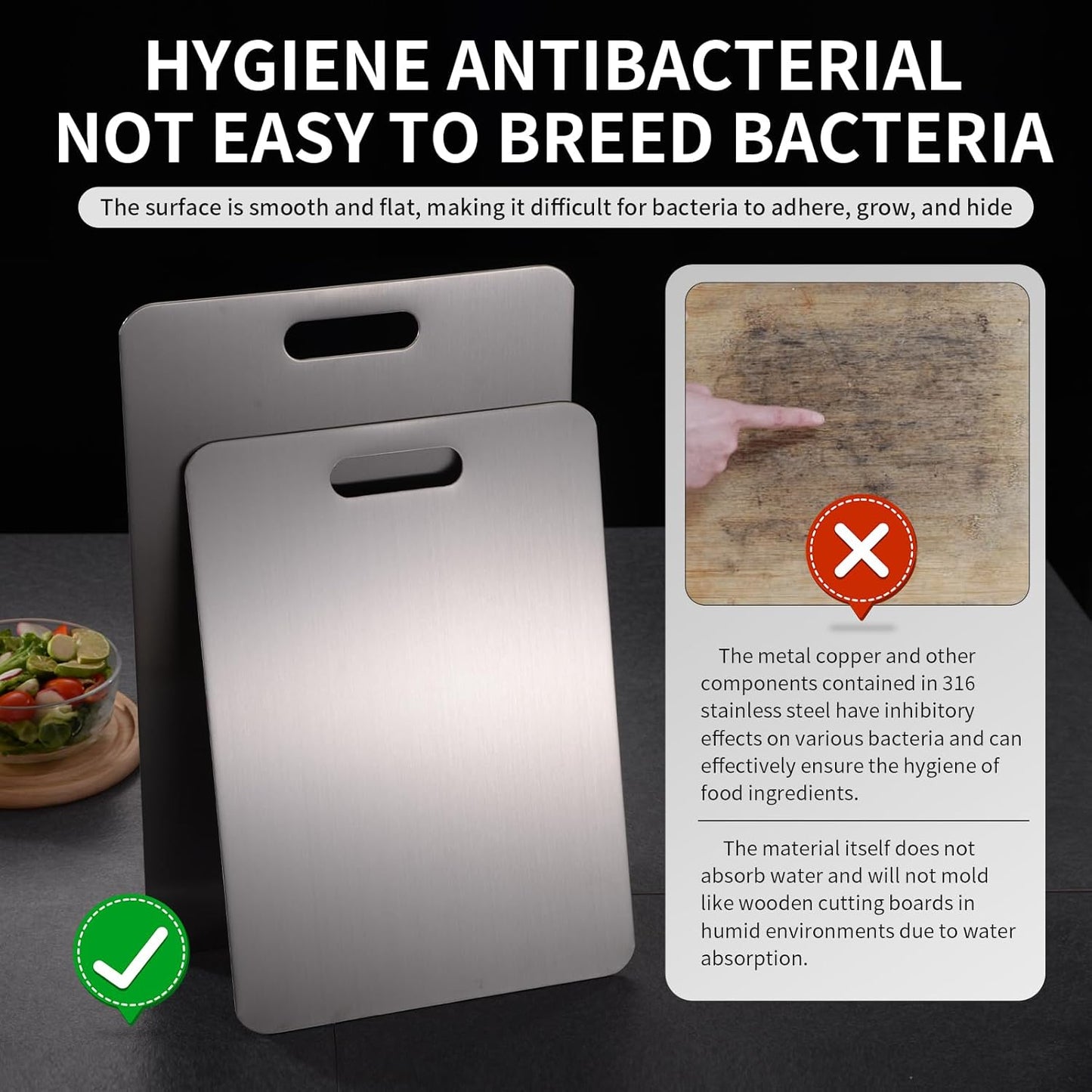 Katuchef Titanium Cutting Board 2025 New Pure Titanium Cutting Boards for Kitchen Double Sided Cutting Board Non Toxic,Hygiene Durable Chopping Board Suitable for Dishwasher Safe(18.11 * 11.81)