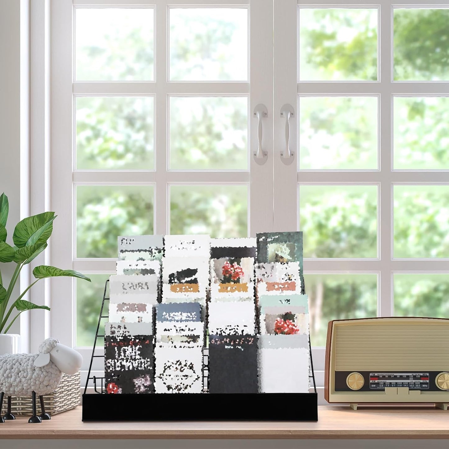 Queekay 6 Tier Wire Countertop Rack black Comic Book Holders Wide Wire Magazine Rack Tabletop Display Stand for Table Top Book Brochure Literature Comic Greeting Card Shelf Holder Stand