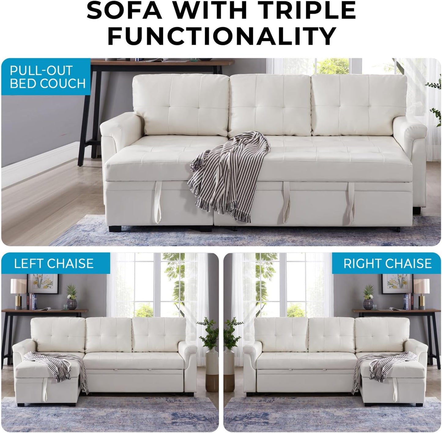 Naomi Home Laura Sectional Sofa White/Air Leather