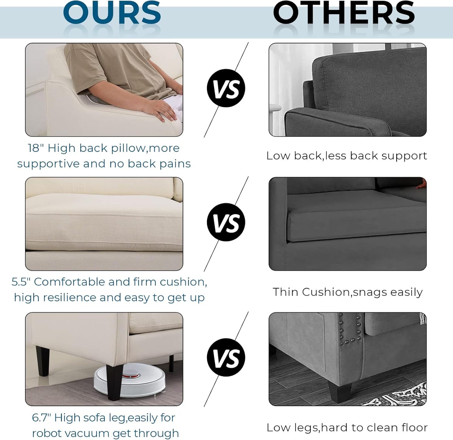 VINGLI Modern Accent Chairs Set of 2, Beige Living Room Chairs Comfy Armchair for Bedroom, Upholstered Sofa Chair Reading Chair for Small Spaces, Apartment, Waiting Room