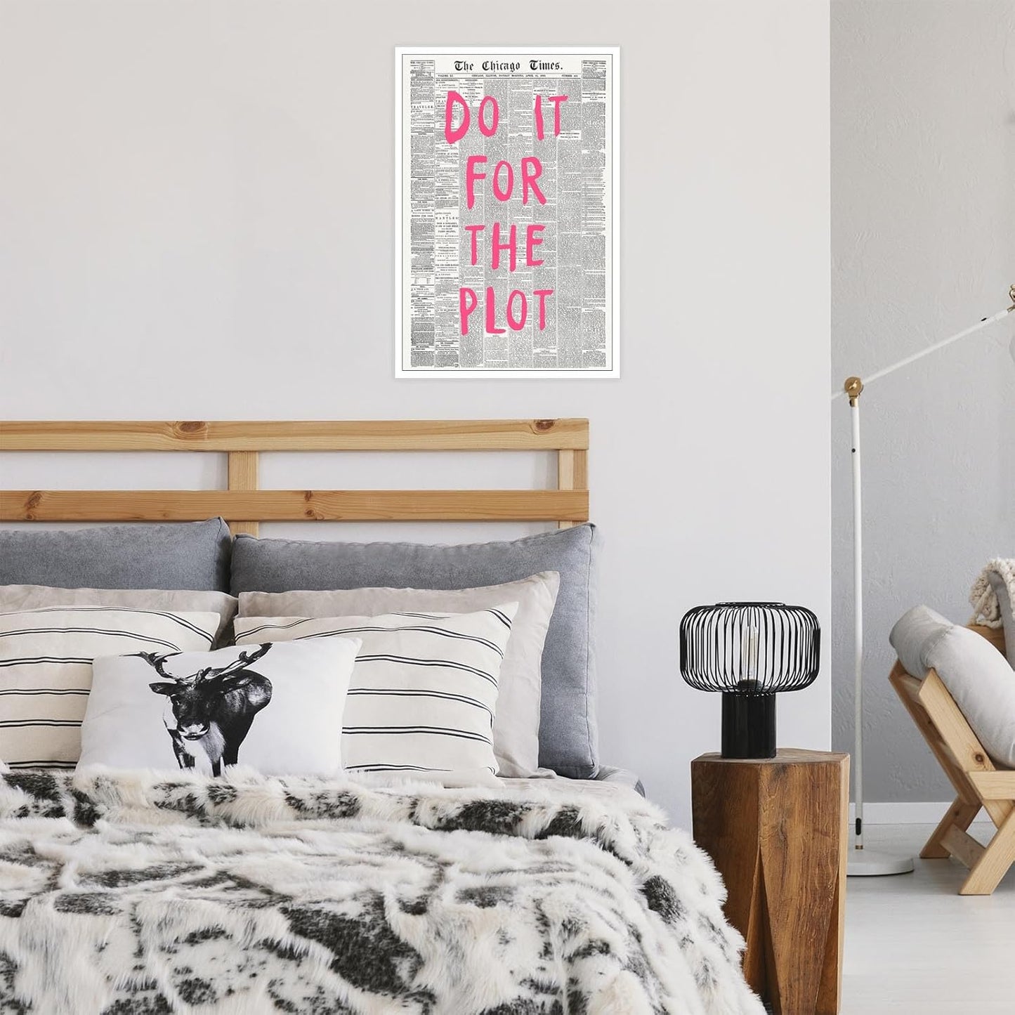 Liyark Retro Black And White Chicago Newspaper Poster Pink Trendy Preppy Apartment Art Motivational Affirmation Do It For The Plot Prints For Home Bedroom Living Room Wall Decor 24x36in Unframed