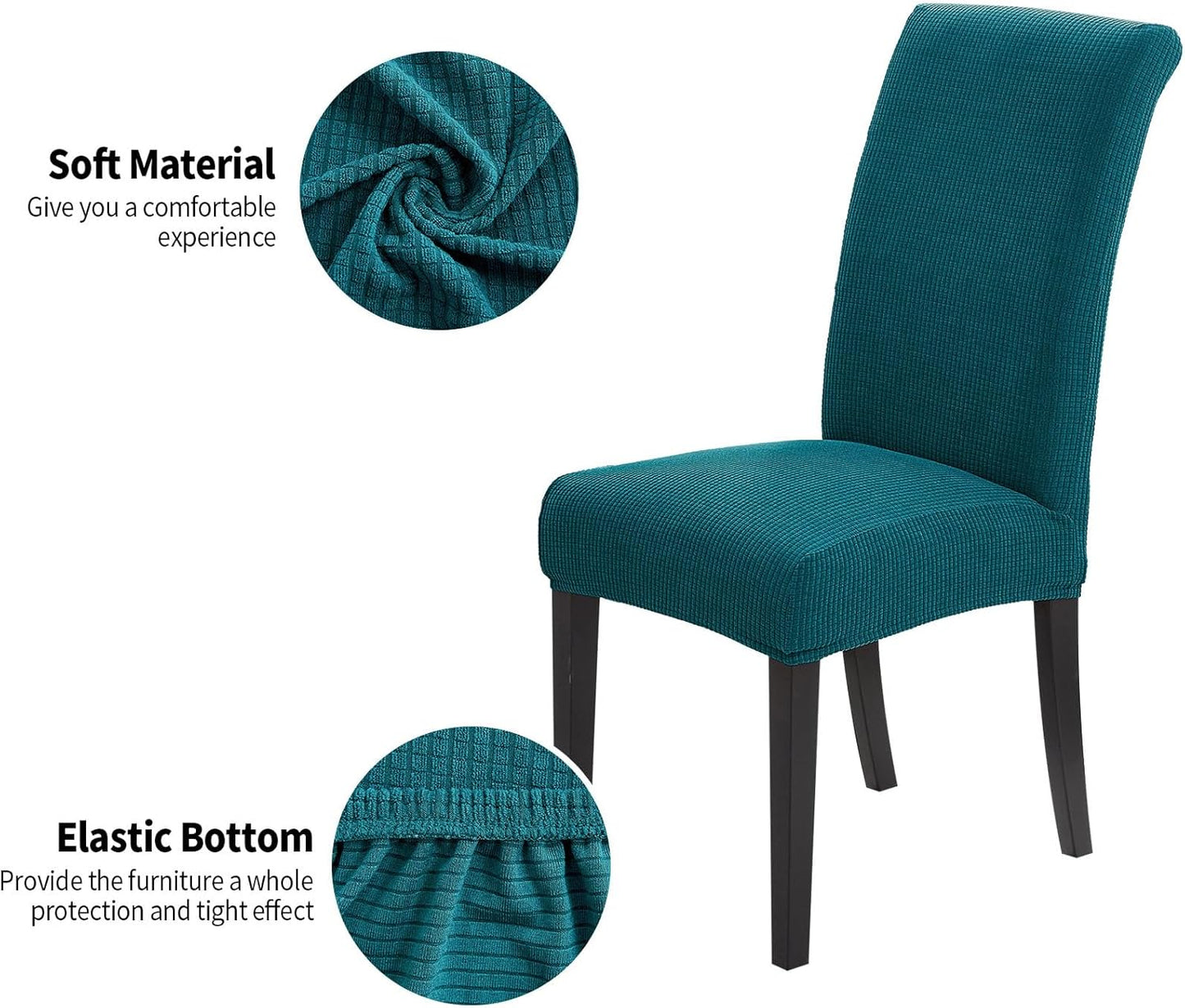 Joccun Chair Covers for Dining Room Set of 2,Dining Chair Slipcovers Stretch Dining Room Chair Covers Seat Protector,Washable Parsons Chair Cover for Home,Banquet(Peacock Blue,2 Pack)