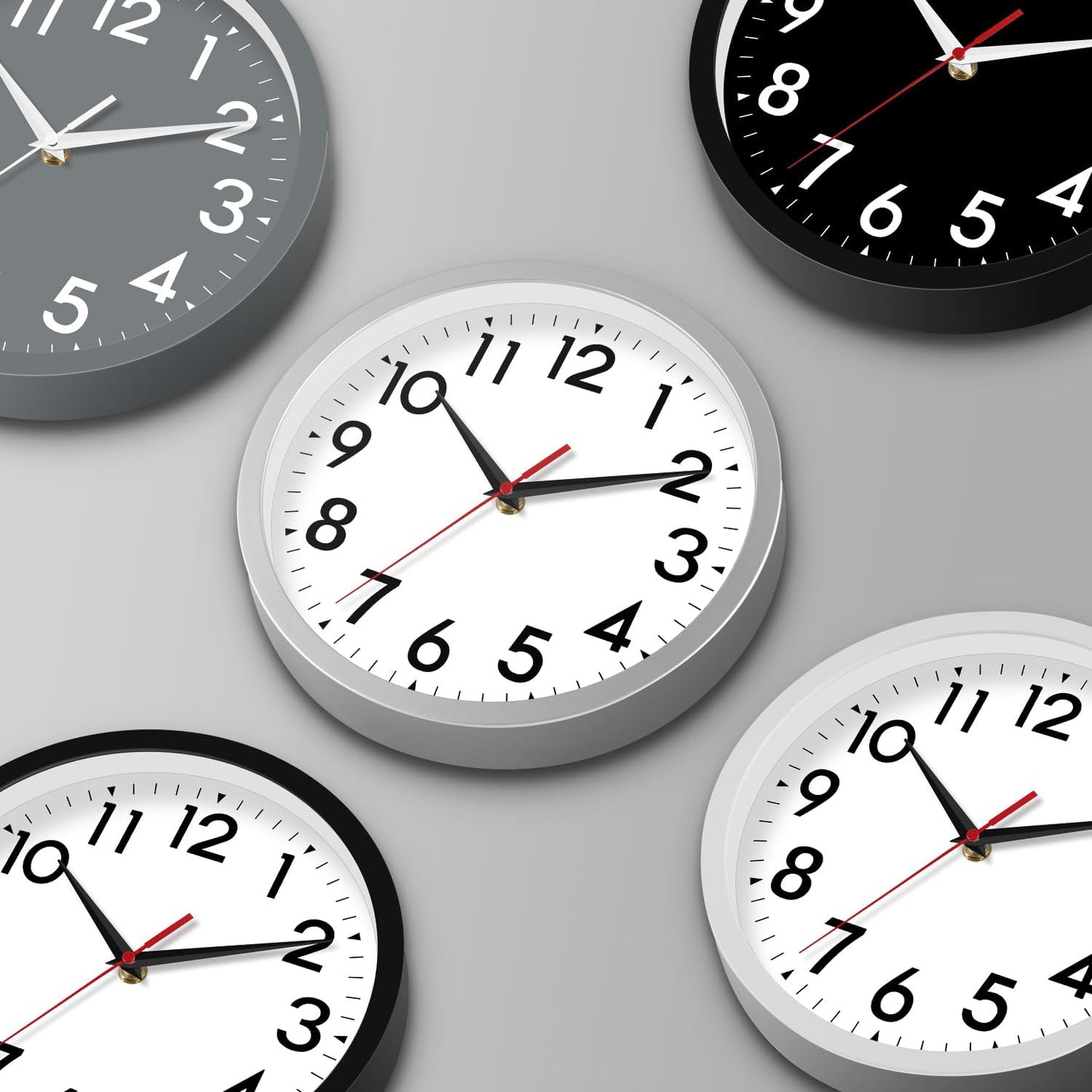 12 Inch Wall Clock Battery Operated Silent Non Ticking Analog Modern Decorative for Office Kitchen Outdoor Living Room Classroom Bedroom Bathroom School(White)