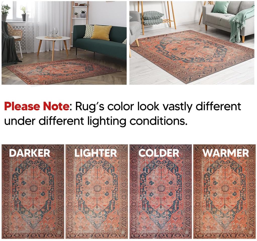 Keen Home Design 2x7 Rug - Machine Washable Runner Rug with Non-Slip Backing, Ideal for Hallway, Entryway, Kitchen, Laundry Room - Vintage, Easy Clean, Durable, Low Pile Rug - (2'6" x 7')