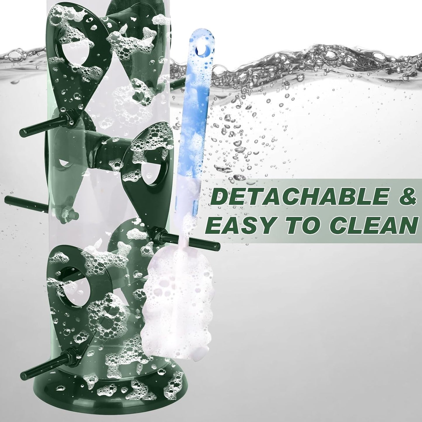 FEED GARDEN Metal Tube Bird Feeders for Outdoors Hanging, 6-Port Bird Feeder for Outside, Finch Feeders for Outside, Squirrel Proof Bird Feeders with Heavy Duty Metal Lid, Chew-Proof, 13 Inch Green