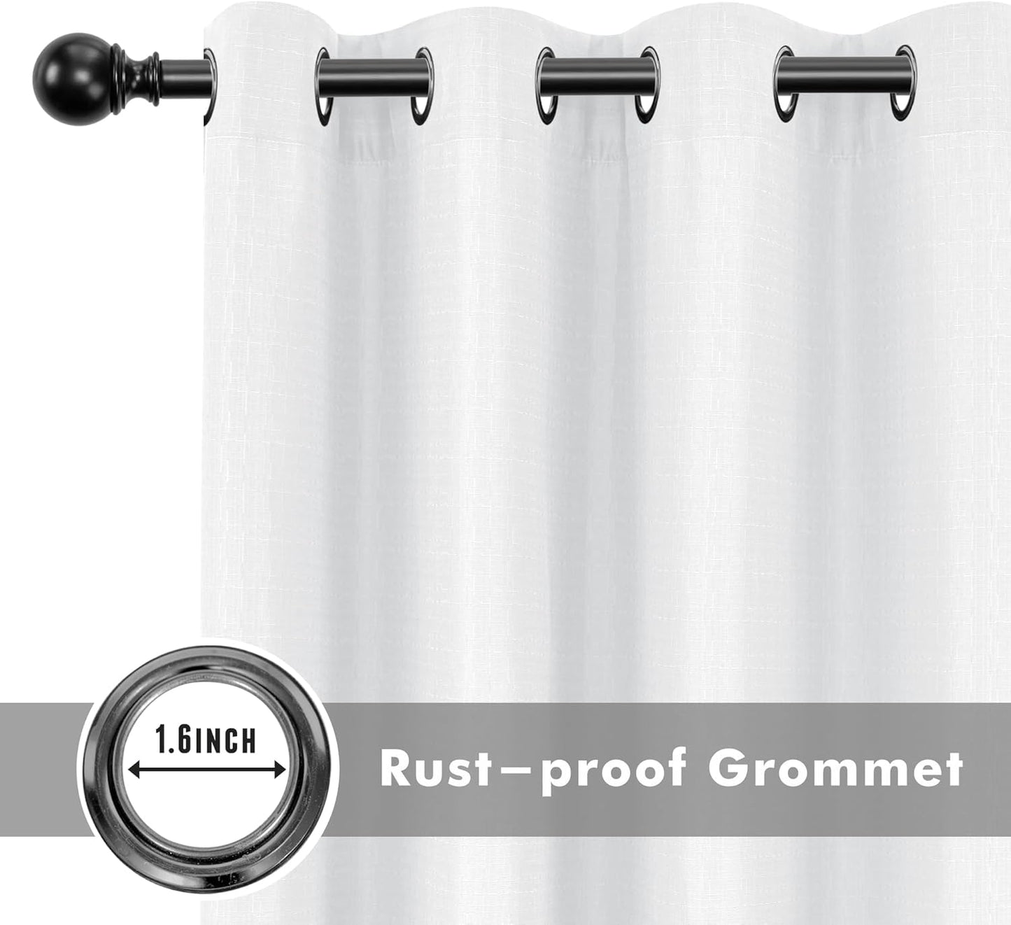 HolidayIdeas 4 Panels Linen Outdoor Curtains for Patio Waterproof White Curtain Panels 95 Inch Length-Wide Weatherproof, Privacy, Outside Curtains for Pergola, Porch, Gazebo-110 Wide x 95" Long