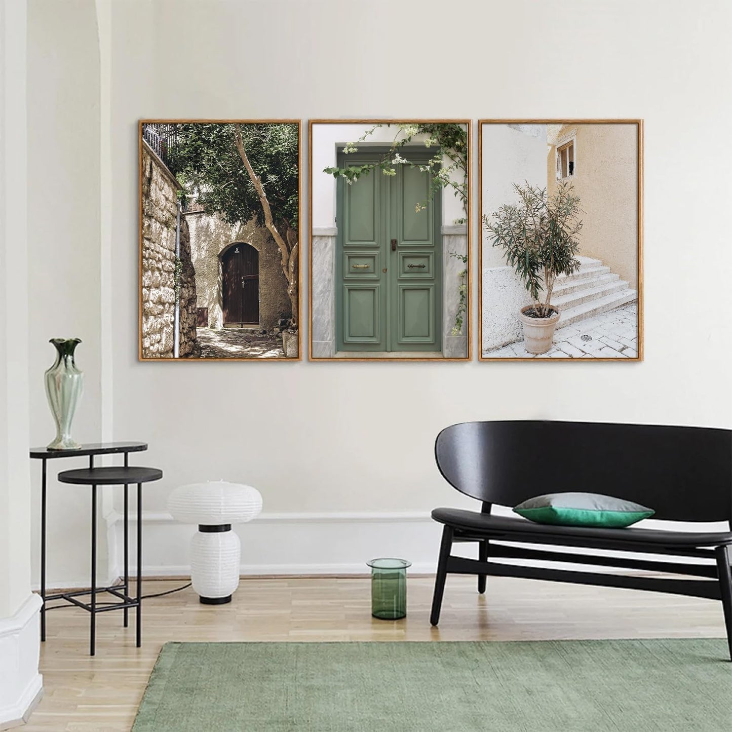 SIGNINART Large Vintage Italy City Landscape Framed Canvas Wall Art Set, Olive Green Tree Country Wall Decor, Modern Minimalist French Farmhouse Art Print for Living Room,Bedroom,Office 16 x24 x3