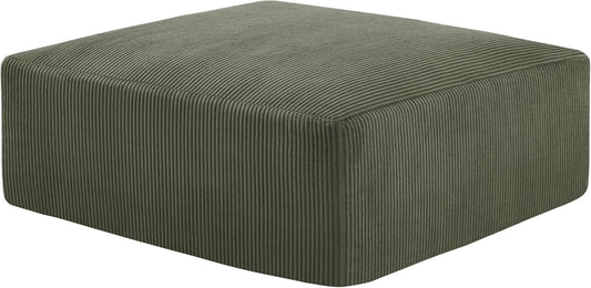 40" Square Stuffed Ottoman Pouf for Sofa Couch, Corduroy Poufs with Foam Chunk Filling, Furry & Fluffy Foot Stool Movable Ottoman. 40 * 40 Floor Poufs Foot Rest for Living Room, Green