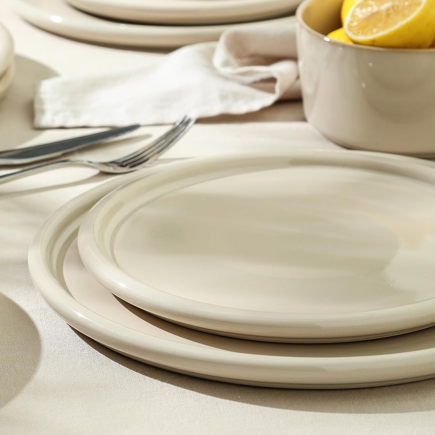 Stone Lain Eden 4-Piece Dinner Plate Set Stoneware, Beige