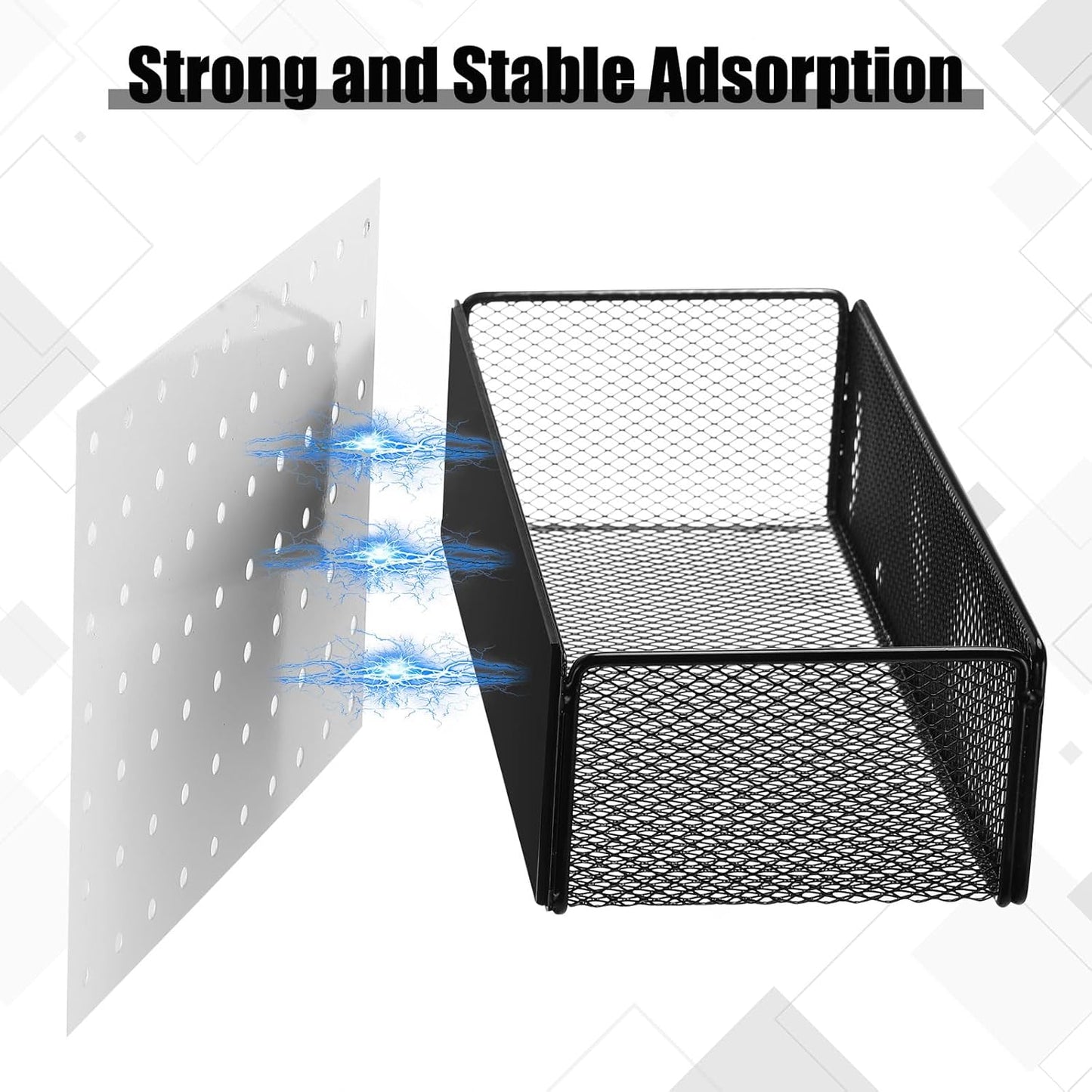 Tioncy 4 Pcs Magnetic Storage Bin Magnetic Locker Organizer for Pegboard Refrigerator Shelves Basket Container Wire Storage Holder for Kitchen Home Whiteboard(Black,10.6''l)