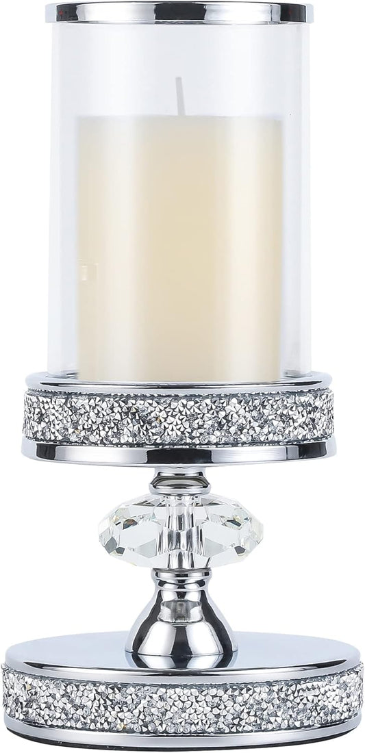Candle Holder for Pillar Candle, Pillar Candle Holders for Wedding, Coffee Dining Table, Christmas, Table Centerpieces, Home Décor ZXC048D (1 Crystal Ball)