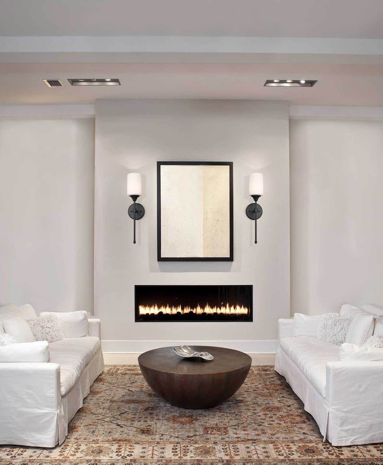 XiNBEi Lighting Wall Sconce, Bathroom Vanity Light with Glass, Wall Fixture Matte Black Finish for Bathroom XB-W1216-MBK