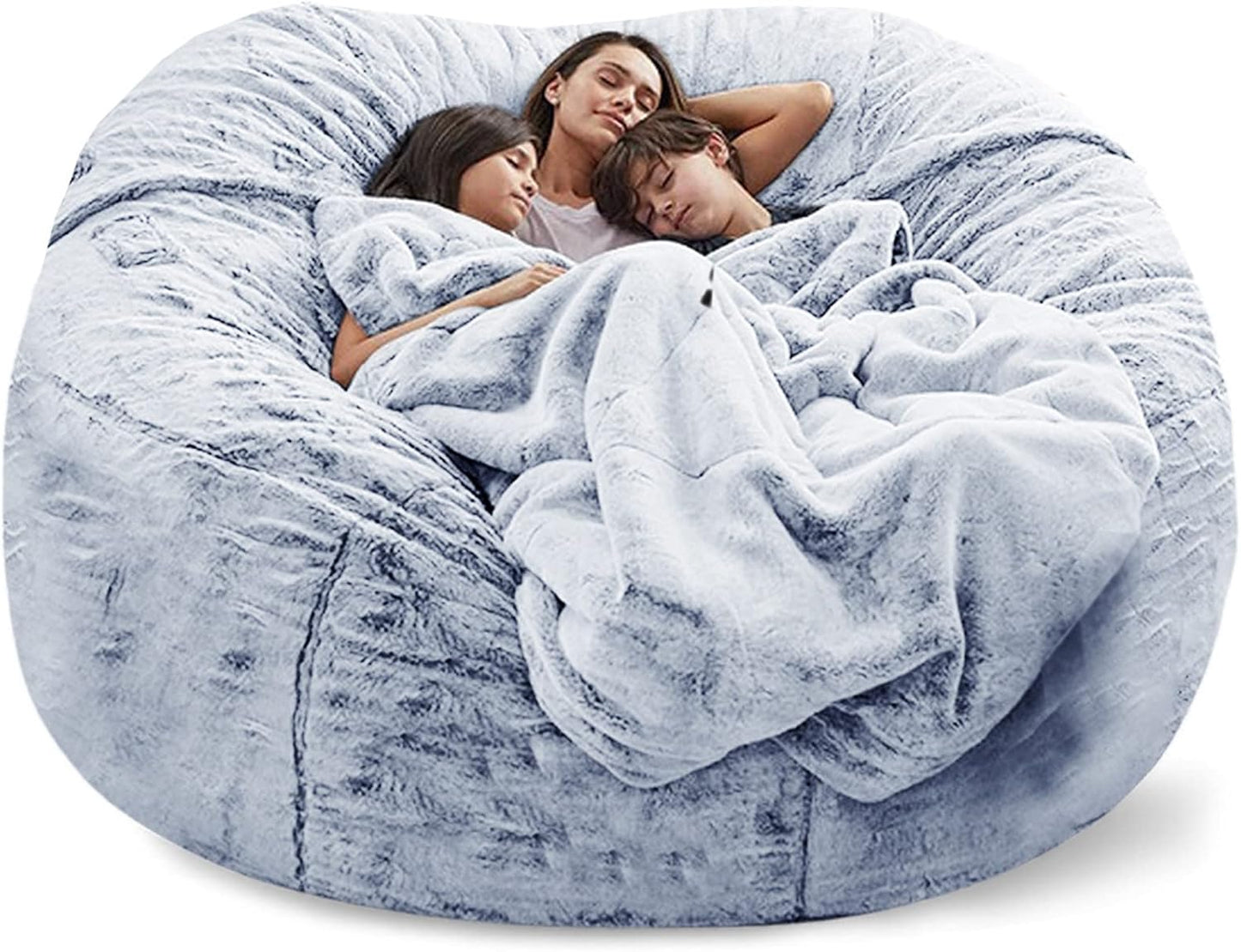 Big Huge Giant Bean Bag Chair for Adults, (No Filler) Bean Bag Chairs in Multiple Sizes and Colors Giant Foam-Filled Furniture - Machine Washable Covers, Double Stitched Seams (Snow Gray,5FT)