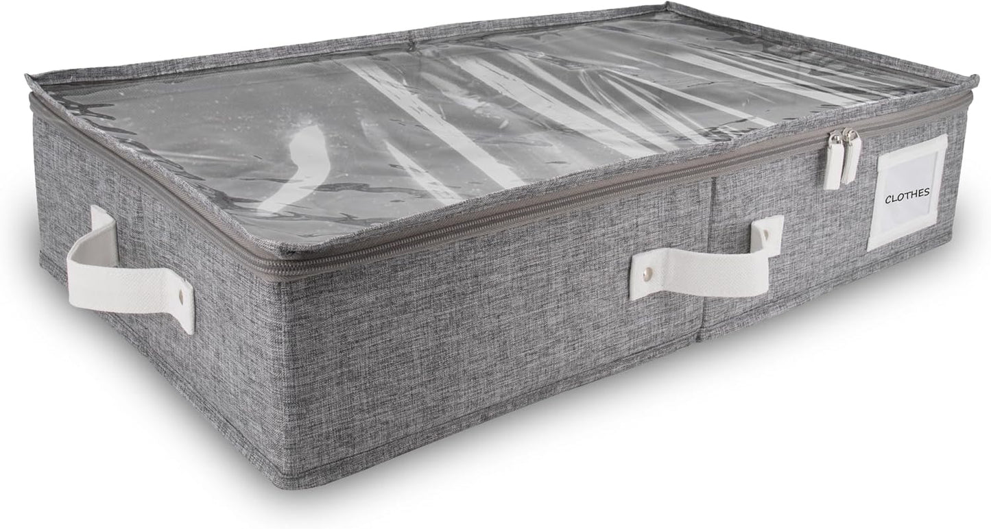 HOMELUX THEORY 1pc Under Bed Storage Containers, Bedroom Under the Bed Drawer Storage Organizer with Bins and Lids, Large Underbed Clothes Storage Box Ideal for Blanket, Fabric, & Shoes (LightGray)