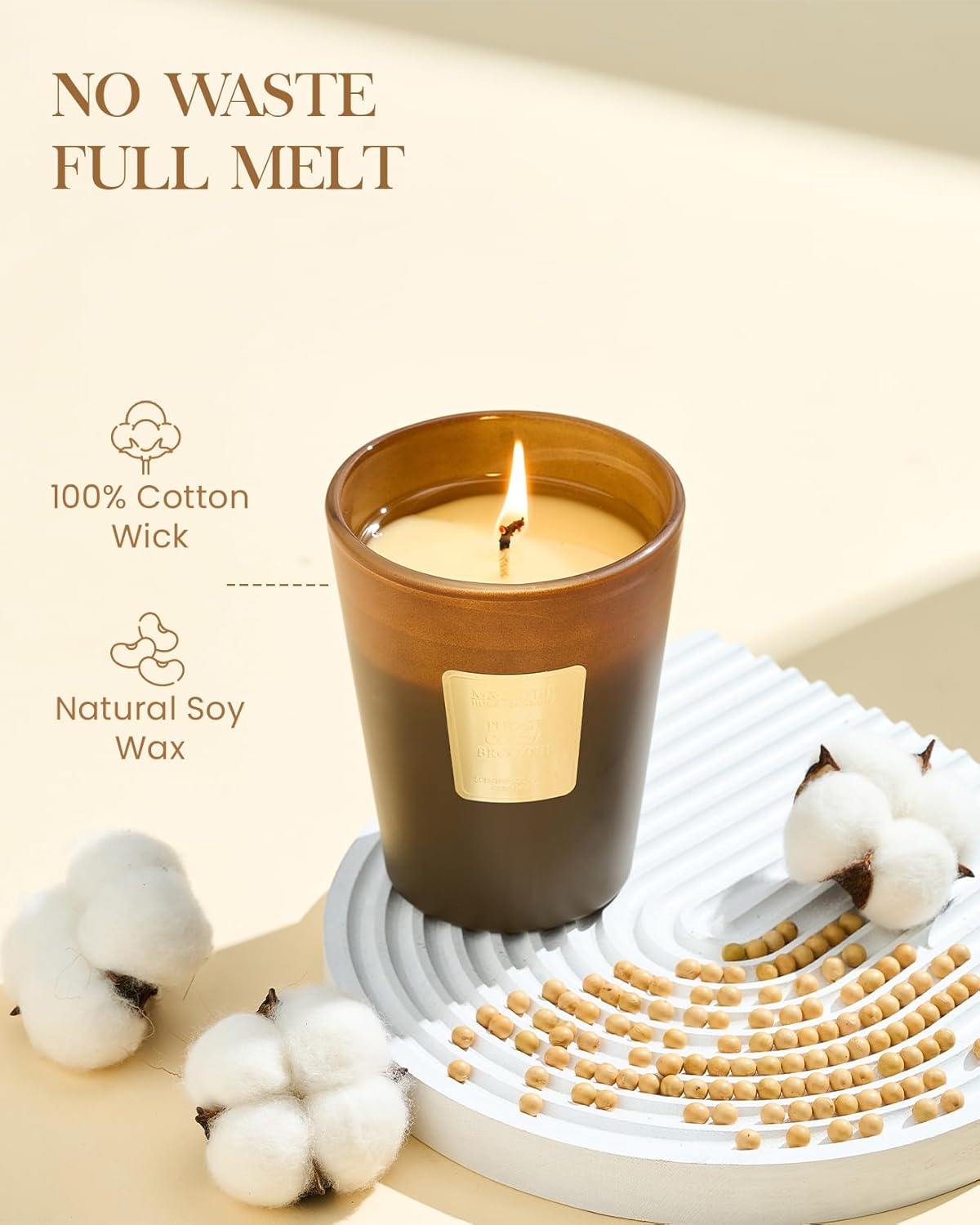 M&SENSE Fudgy Cocoa Brownie Scented Candle Home Decor, Natural Soy Wax,4.1oz 60 Hours Long Lasting Slow Burning, Aromatherapy Candle for Stress Relief