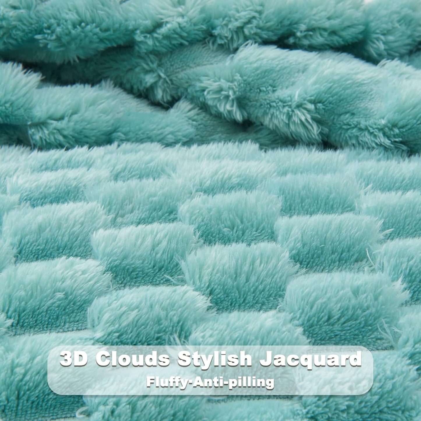 NEWCOSPLAY Super Soft Queen Blanket Sage Green Premium Silky Flannel Fleece 3D Clouds Stylish Jacquard Lightweight Bed Blanket All Season Use 350GSM (Sage Green, Queen(90"x90"))