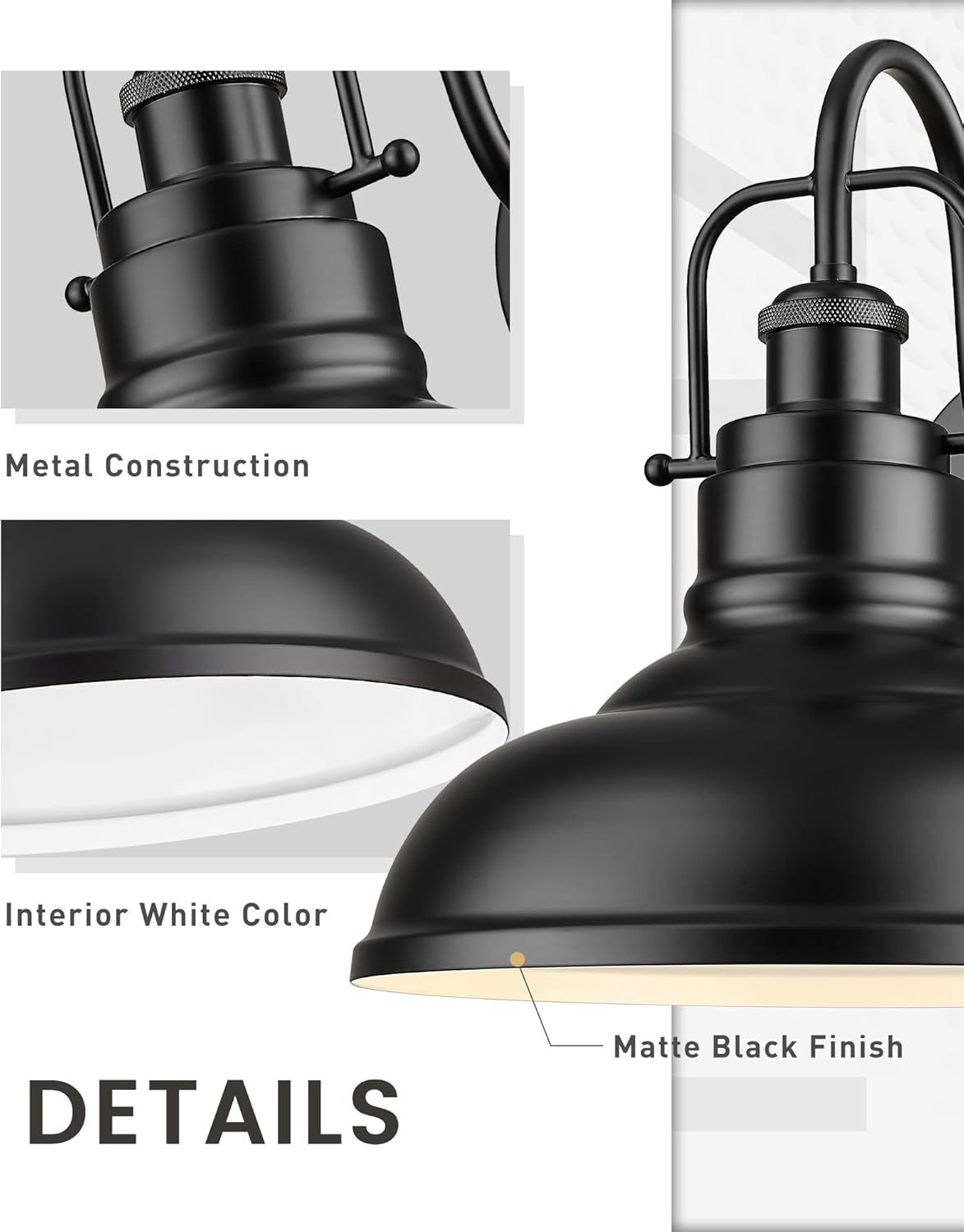 zeyu 2 Pack Barn Sconce Wall Lighting, Vintage Wall Mount Light Fixture, Indoor Wall Sconce Lighting in Matte Black Finish, 016-1B-2PK BK