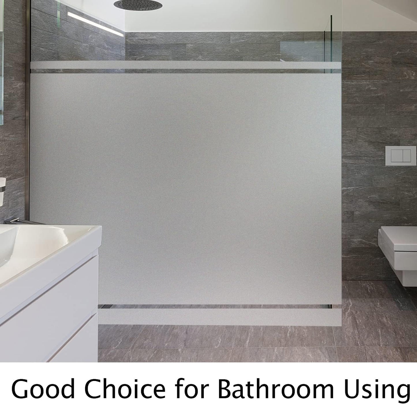 HIDBEA Frosted Window Privacy Film Heat Control UV Blocking, Static Cling Non-Adhesive Reusable Door coverings for Bathroom Home Office (Frosted 23.6 Inch x 13.1 Feet)